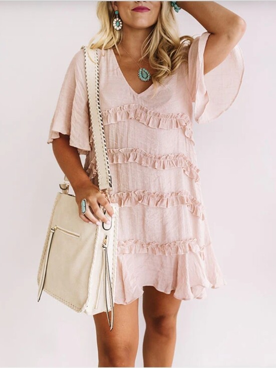 entro Dresses & Skirts - Jade By Jane Entro Tiered Ruffle Mini Dress Boho Coastal Whimsical